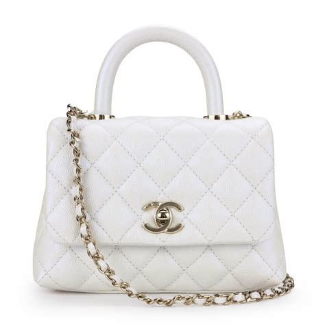 chanel coco handle small white|mini coco handle iridescent.